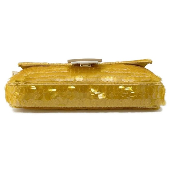 Fendi Baguette Sequin Satin Python Shoulder Bag White - Picture 3 of 12